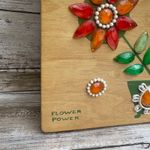VTG Enid Collins of Texas Wooden Box Purse Bejeweled Flower Power Orange Artsy Brown Photo 15