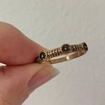 Copper Floral Inset Band Ring “Pieta” Tarnished Brass Gold Circles Boho Jewelry Brown Photo 11