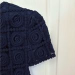 Suzi Chin for Maggy Boutique Navy Crocheted Short Sleeve Above the Knee Dress Blue Size 10 Photo 1