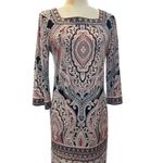 Studio One Paisley Print Sheath Dress 3/4 Sleeve Square Neck Midi‎ Elegant Photo 1