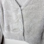 Aerie Fuzzy Cropped Cardigan Stone Deep V-Neck Button Front Small Soft #2926 Photo 4
