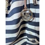 Michael Kors Large Blue And White Pinstripe Marina Tote Shoulder Bag Rope Handle Photo 1