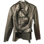 Ralph Lauren Size 2 Black Label Soft Lamb Leather Belted Short Trench Coat‎ Photo 0