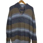 MAINE New England Blue Cream Striped Wool Grandpa Sweater Size XL Photo 0