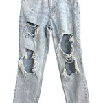 Aeropostale  Blue Destroyed Grunge Denim Straight Baggy Mom Jeans Size Women's 2 Photo 0