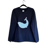 NWT Monica + Andy Crewneck Embroidered Whale Patch Sweatshirt Large Blue Photo 6