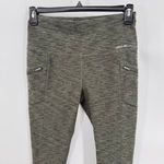 Eddie Bauer  Leggings Olive Green Black Zip Thigh Pockets Ankle Length Athletic M Photo 1