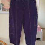 Anthropologie Maeve Contrast Stitch Utility Cargo Pants in Navy Indigo Size 6 Photo 1