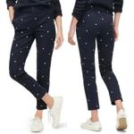 J.Crew  AB649 Vintage Straight Navy Blue Polka Dot Wig Waisted Stretch Pants 26 Photo 1