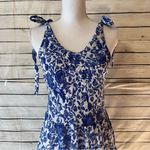 Free People Kikas Blue And White Floral Tie Shoulder Maxi Dress Size Medium Photo 4