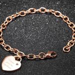 14K Rose Gold Plated Love Heart Charm Bracelet for Women Photo 0