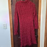 Anthropologie Anthropology Maeve Burgundy, Long Sleeve Scrunch Textured Dress Photo 4