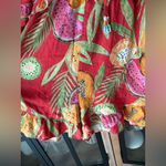 FARM RIO linen romper papaya fruits watermelon colorful beaded ruffle playsuit Red Size L Photo 10
