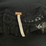 Free People  Black Top Lace Long Sleeves XXS Oversized Waffle Knit Spring Valley Photo 2