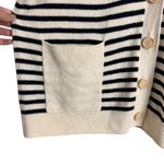 ZARA  Black Ecru Striped Oversized Wool V-neck Cardigan Chunky Buttons Sz Medium Photo 4