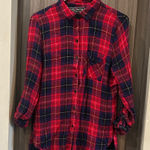 Red and Black Plaid Button Photo 0