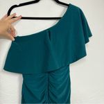 XScape Teal Blue Ruffled One Shoulder Ruched Mini Dress Womens 4 Formal Bodycon Photo 2