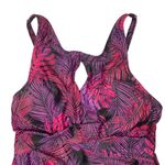 Tempt Me Tropical Print One Piece Swimsuit Womens Size XL Cutout Padded Keyhole Purple Photo 2
