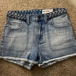Pistola Natalia Shorts Denim Jean Distressed Raw Hem Braided Waistband S Photo 2
