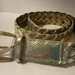 Michael Kors Bright Gold Metallic Braided Leather Belt Size LARGE Photo 0