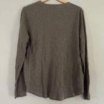 Eddie Bauer  Tan Waffle Knit Top Henley Casual Neutral Long Sleeve Tee XL Photo 3