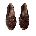 Predictions  Leather Solutions 90s Vintage Brown Huarache Fisherman Flats 7 Photo 3