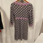 Vintage Y2K Soft flowy washed geometric vneck 3/4 sleeve midi dress purple black Size M Photo 4