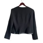 Larry Levine Women Jacket L Black Faux Leather Trim Blazer Career, Classic Retro Photo 2