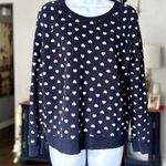 Cute Navy Heart Print Sweatshirt Blue Size M Photo 0