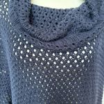 Crown & Ivy  Open Knit Cowl Neck Poncho Oversized One Size Fits Most Navy‎ Blue Photo 4