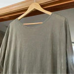 Helmut Lang  Olive Green And Black Draped Short Sleeve Asymmetrical Midi Dress Photo 7
