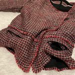 White House | Black Market WHBM Tweed Zip Blazer in Red Black Plaid Size 4 Photo 5