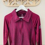 Adidas Quarter Zip Pullover Top Maroon Sz Small Photo 1