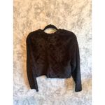 ZARA Women's Black Faux Fur Quilted Cropped Sweater Size S Plush Soft Pullover Photo 1