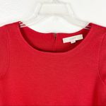 Loft Red 3/4 Sleeve Wool Blend Double Front Pockets Exposed Half Back Zip Top XS Photo 6
