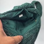 Crochet Knit Shoulder Bag Green Lined Handmade Tote Bag Purse Photo 3