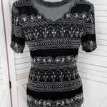 Laurence Kazar Lawrence Kazar Silk Beaded Evening Top Blouse Black Silver Medium Photo 0