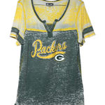 NFL Team Apparel  Green Bay Packers V Neck Distressed T Shirt Womens XL casual Photo 0
