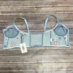 Easy Tiger Denim Flower Power Smiley Face Patches Zip Up Cropped Bustier XS NWT Blue Photo 4