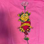 Ed Hardy 2000'S DEADSTOCK NWOT SKULL RHINESTONE TATTOO   STYLE PINK T SHIRT XL Photo 4