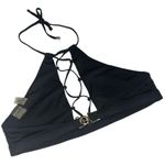 Beach Bunny Black Reese High Neck Halter Strappy Front Bikini Top Size Medium Photo 6