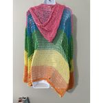 Dolls Kill Current Mood  Sorbet Shortie Crochet Rainbow Hoodie NWOT Size L Photo 3