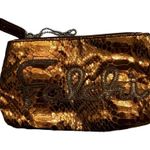 FATTO A MANO BY CARLOS FALCHI Snakeskin Print Leather Tote Gold Photo 9