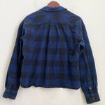Wild Fable Navy Buffalo Check Plaid Flannel Cropped Button Down Shirt Size XL Photo 7