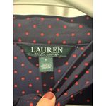 Ralph Lauren  Tie-Neck Georgette Top Navy Blue Crimson Swiss Dots Medium Blouse Photo 4