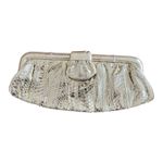 Arden B  Bags Gold Metallic Snakeskin Print Frame Magnetic Closure Clutch Photo 2