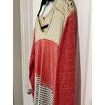 Y2K Peach Lace Long Sleeve Top Large Poof Blouse Striped Shirt L Fall Beige Photo 1