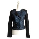 Lumiere Jacket Blazer Coat Black Blue Sequins Zip Cropped Party Small NEW Photo 6