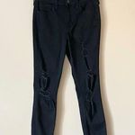 Hollister  | Black Distressed High Rise Crop Super Skinny Jeans Sz 26 Photo 0