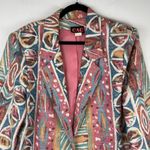 Vintage 80s 90s Pastel Retro Funky Blazer Jacket Sz 16 Boho Aztec Western Print Pink Photo 2